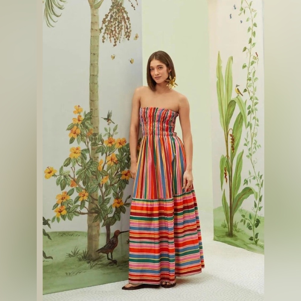 FARM Rio Multicolor Striped Maxi Dress